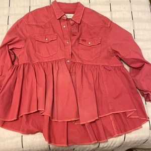 Pink Denim Free People Top